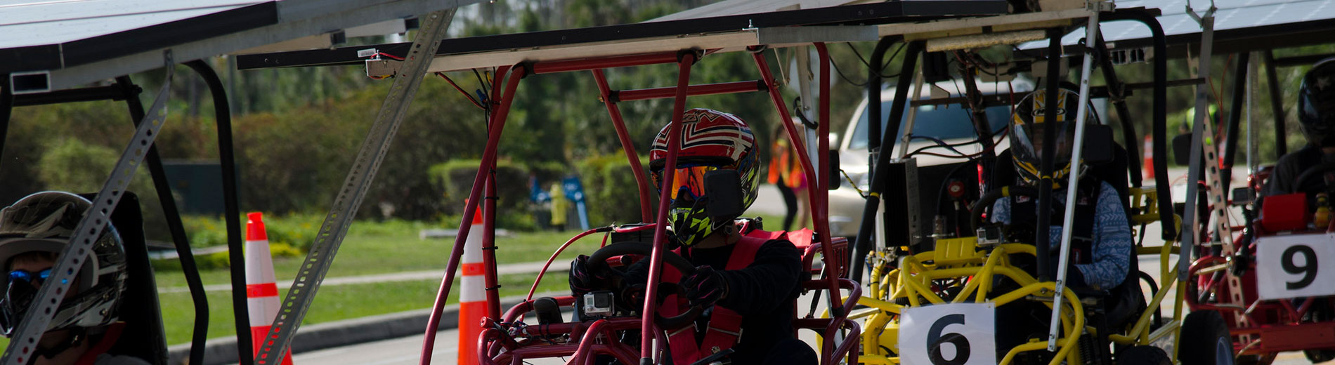 photo shows solar-powered go-karts