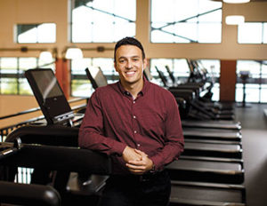 Photo of FGCU Alumni Mathieu Knapp in gym.Exercise science grad finds career at Babcock Ranch a great fit