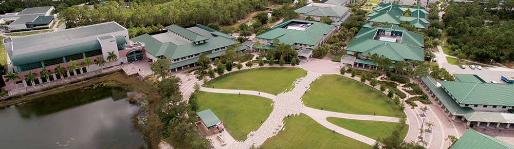 Photo of aerial view of the FGCU Great Lawn.