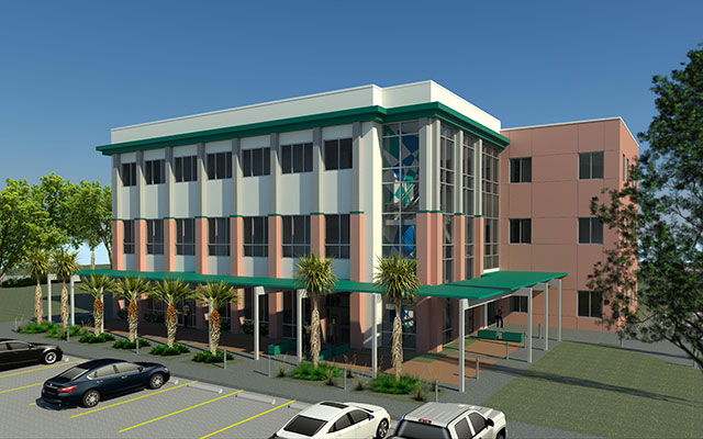 Graphic rendering of building