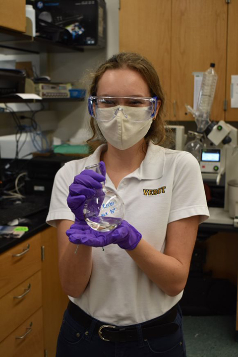 photo shows student in lab