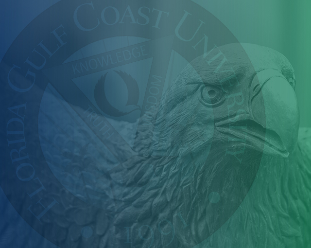 Image of an eagle overlaid with the FGCU seal