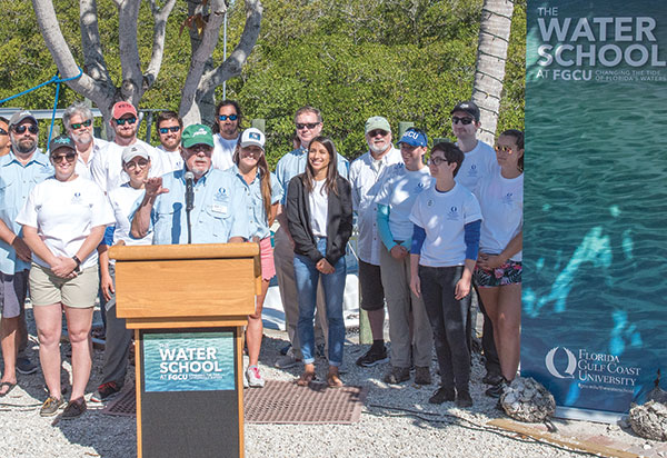 The Water School press conference in 2019.