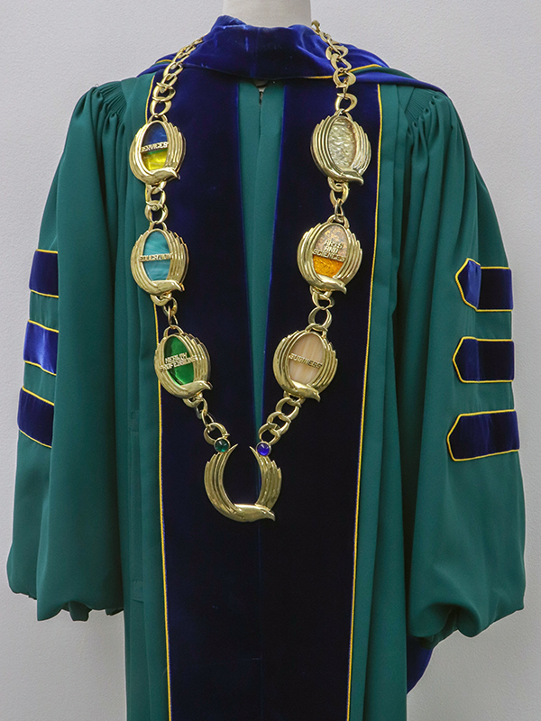 photo shows commencement gown