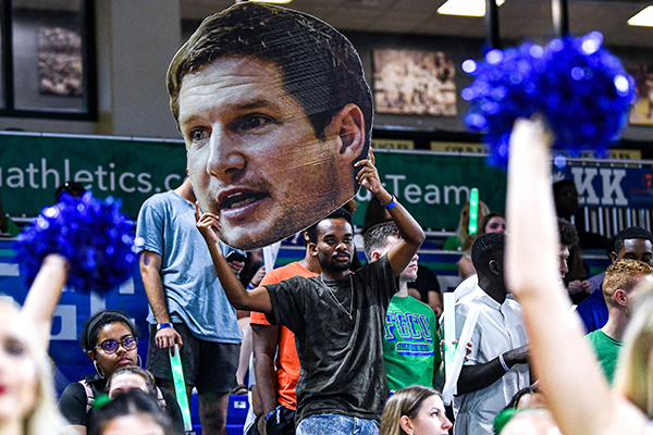 photo shows fans at an FGCU basketball game