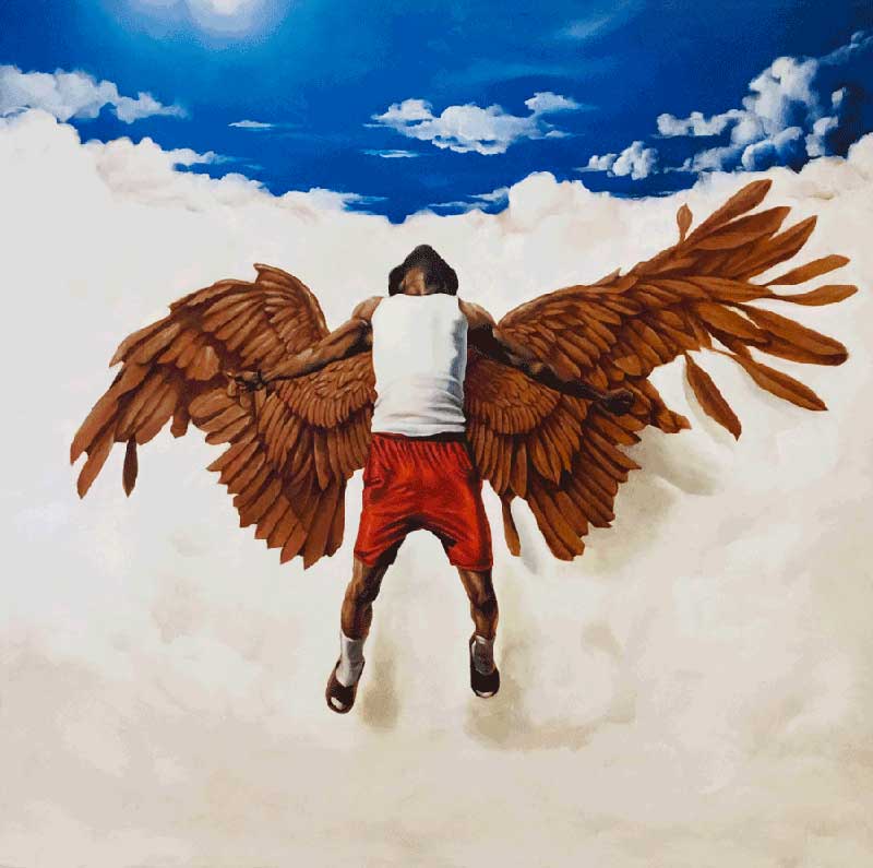 student artwork of man with wings