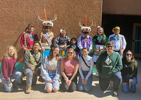 FGCU students with with Native American community members on the Zuni Pueblo.