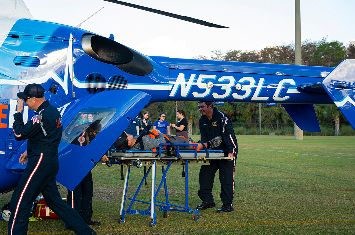 A helicopted landed on the FGCU campus during an emergency simulation.