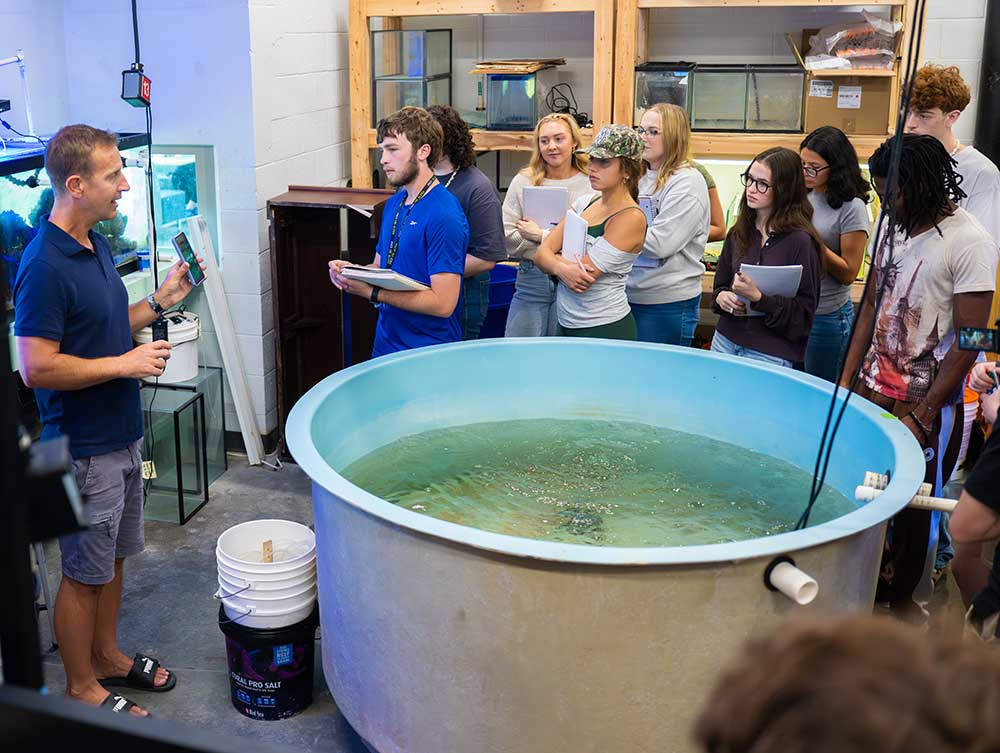 FGCU Water School students learning aquatic research methods in teaching lab.