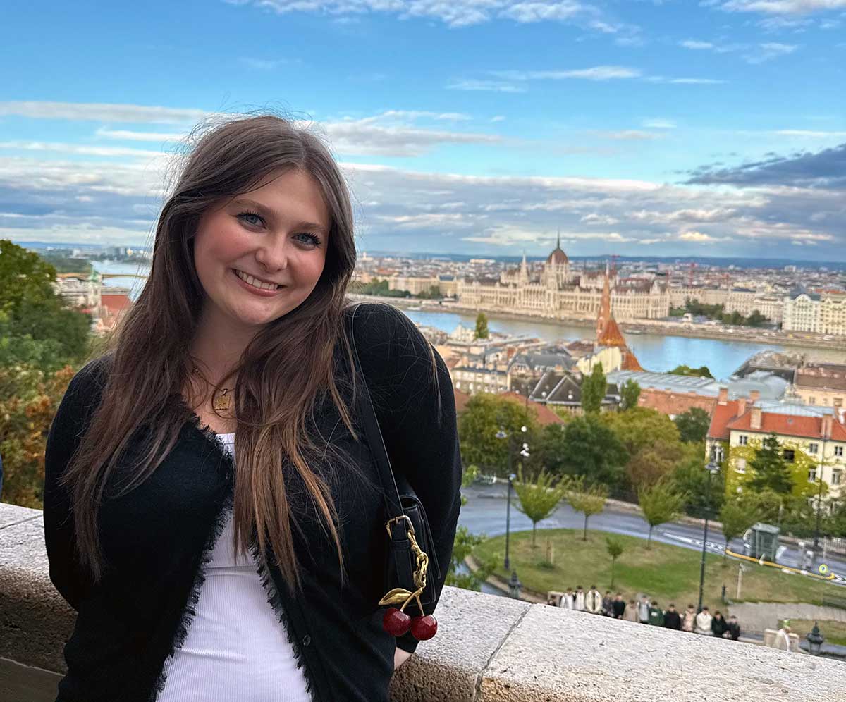 FGCU student overlooking Budapest skyline during Hungary study abroad experience