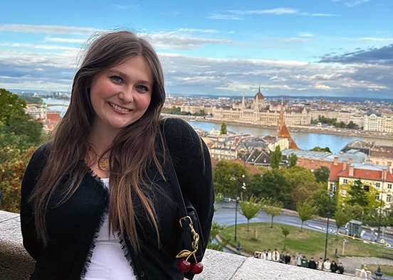 FGCU student overlooking Budapest skyline during Hungary study abroad experience