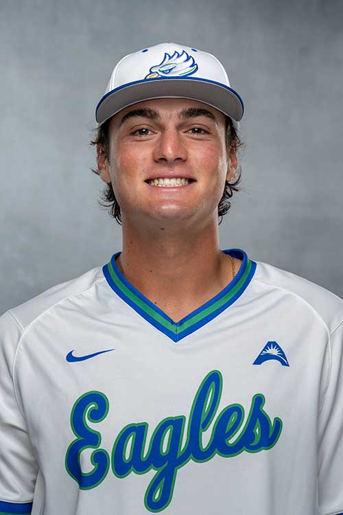 Baseball player wearing FGCU jersey