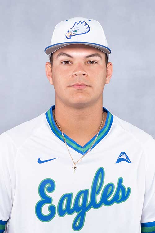 Baseball player wearing FGCU jersey