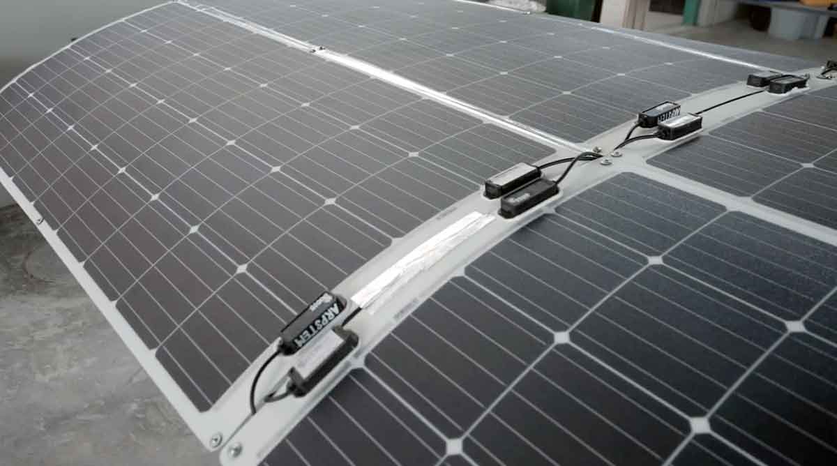 A close-up of a solar panel used for solar go-karts