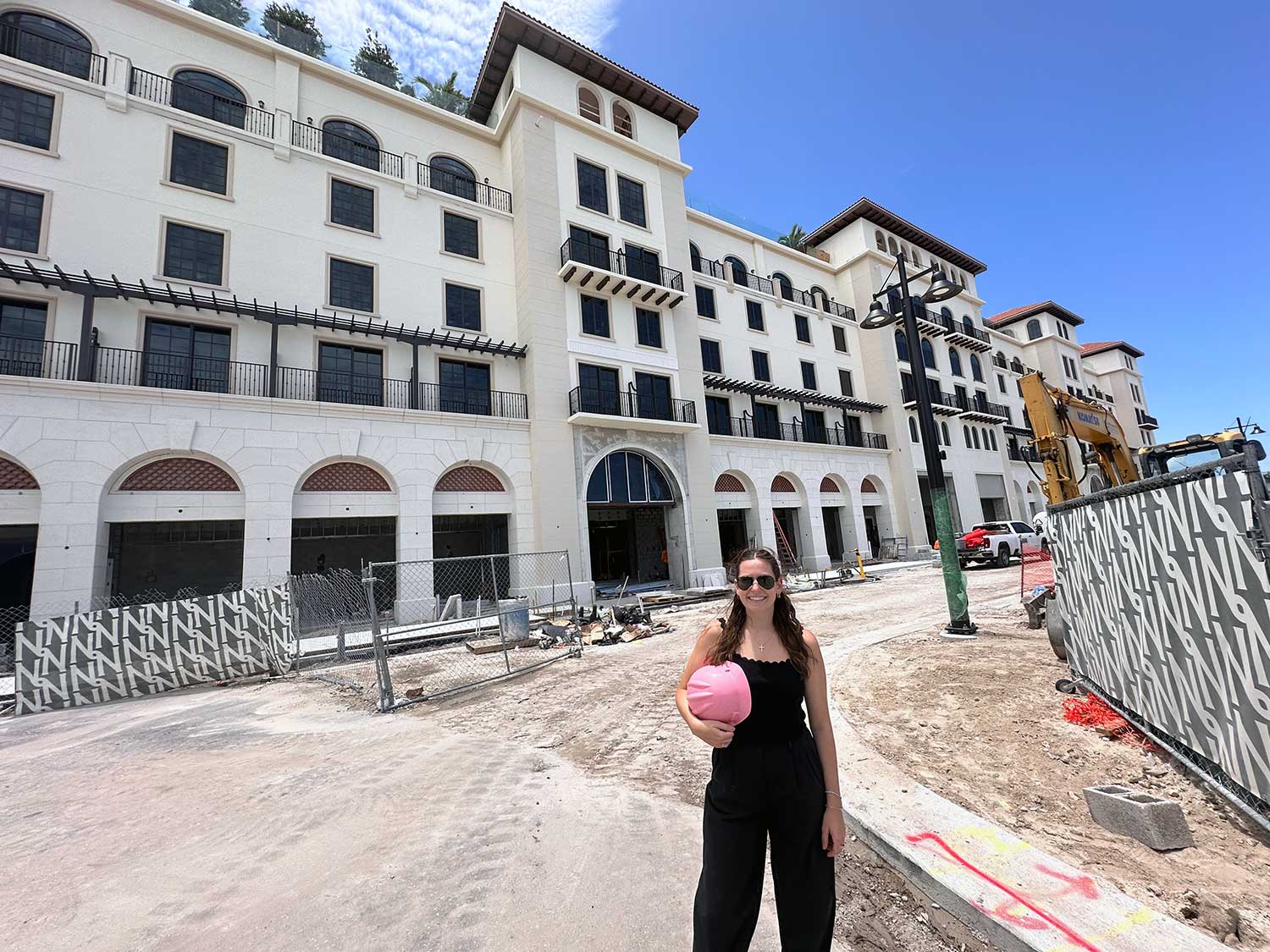 FGCU graduate at construction site of West Palm luxury hotel.