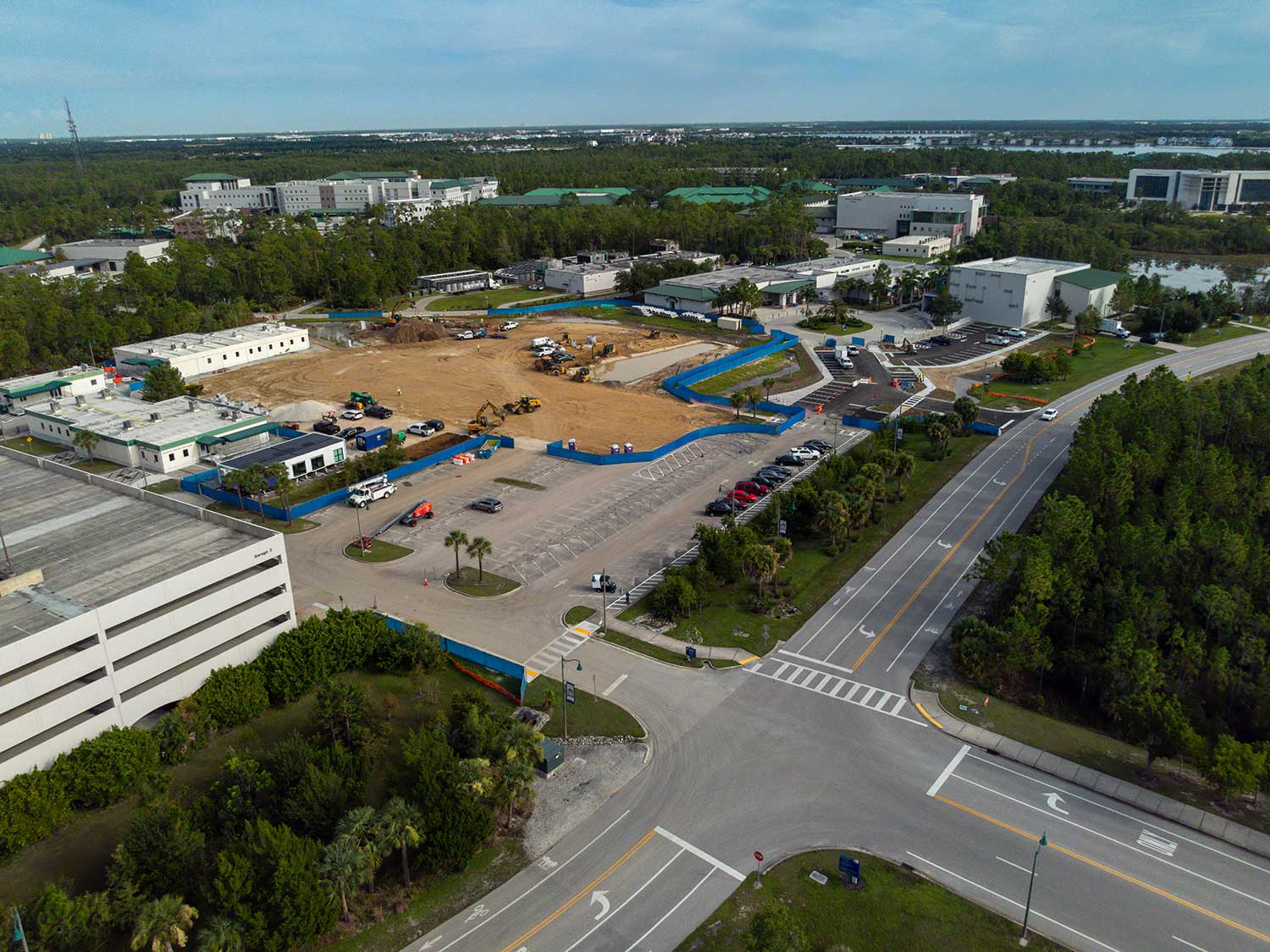 Aerial view of Marieb Hall South construction project at FGCU
