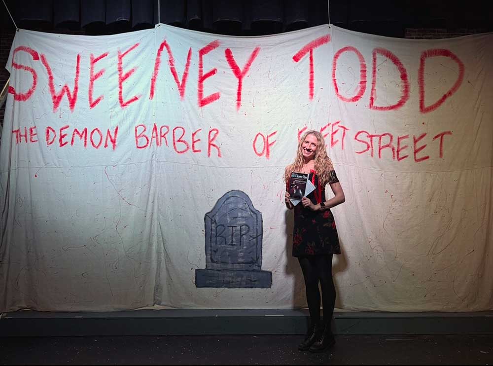 Theater performer at Sweeney Todd stage display