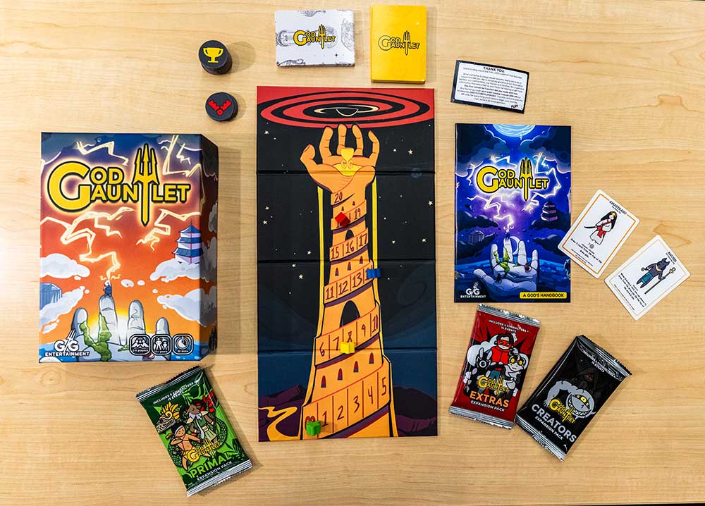 God Gauntlet board game components created by FGCU student entrepreneurs.
